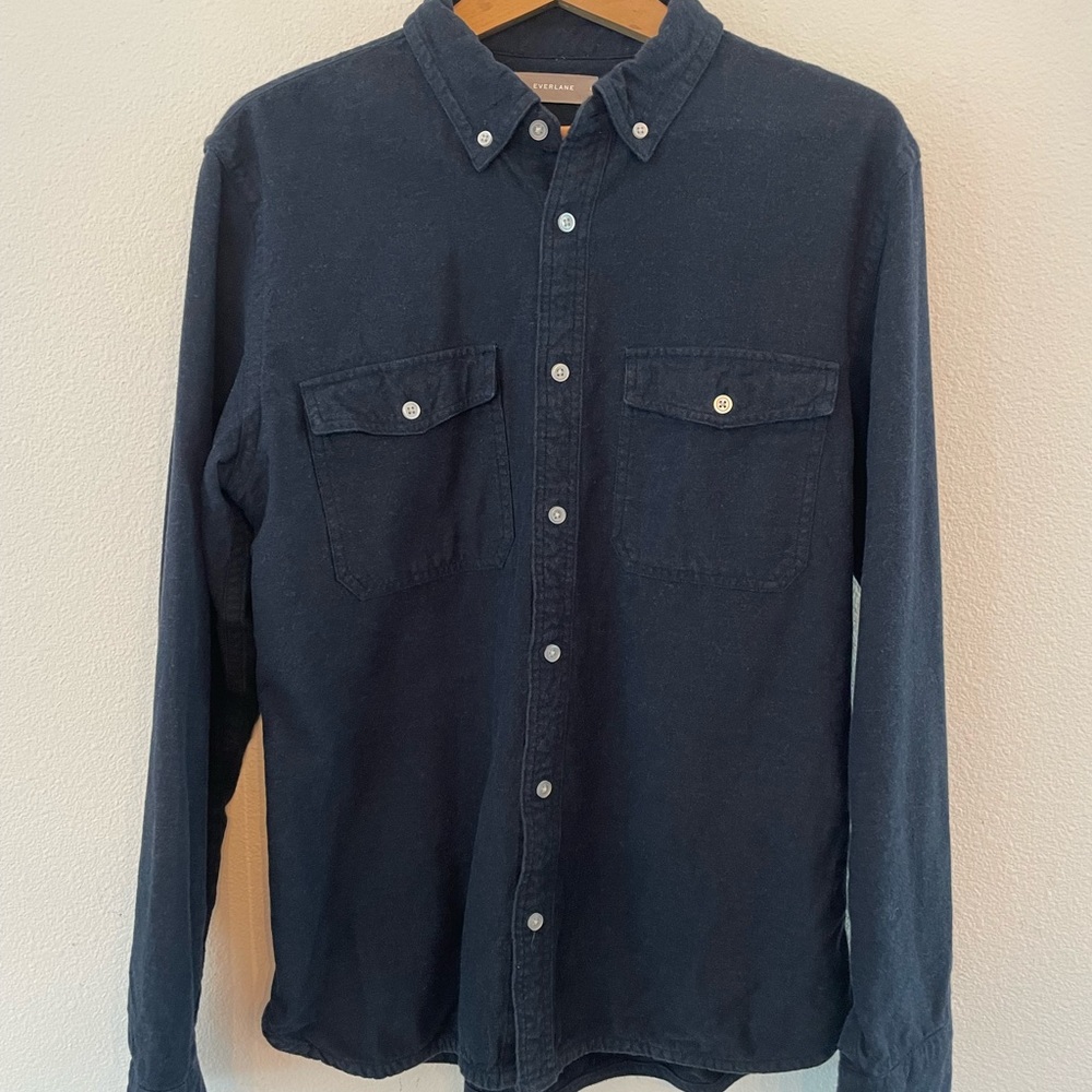 Everlane Men’s Button Navy Flannel, Sz L